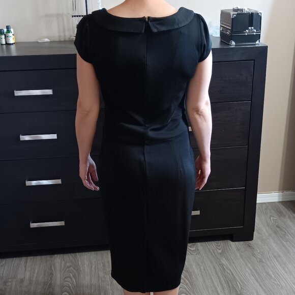 Vintage H&M Black Dress Peter Pan Collar Pleats Y2K LBD - Picture 3 of 4